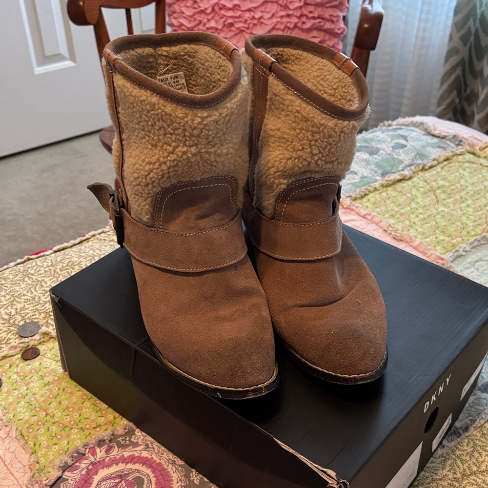Brown Faux Fur Shearling Ankle Boots